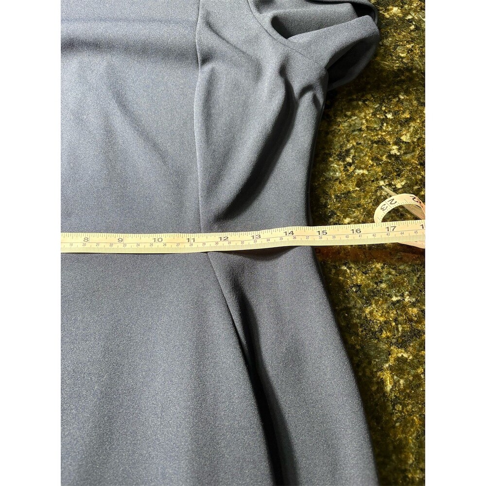 Calvin Klein Dress Womens Size 8 Navy Blue Sheath Midi Tulip Sleeve Zip - Picture 8 of 10